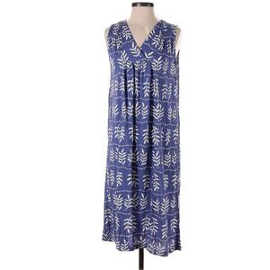 Gudrun Sjoden 100% Cotton Blue Floral Mumu Tent Relaxed Laganlook Dress Small